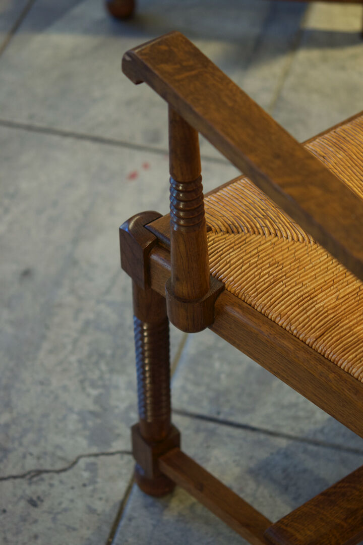 Set of six chairs and two brutalist armchairs mid-century 1950'