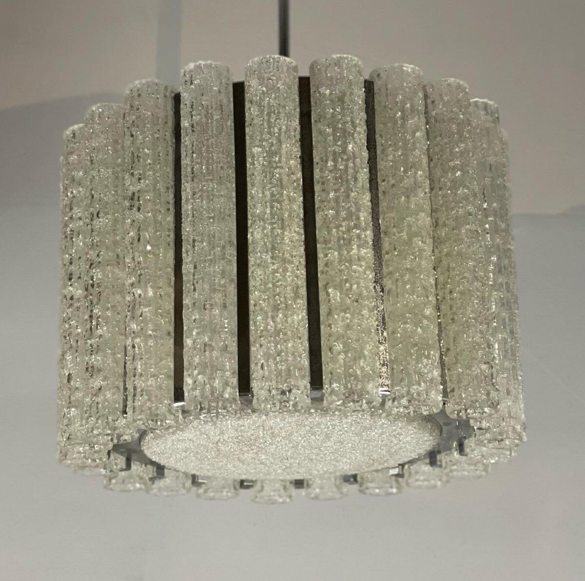 Chandelier in murano glass and chrome italy circa 1970