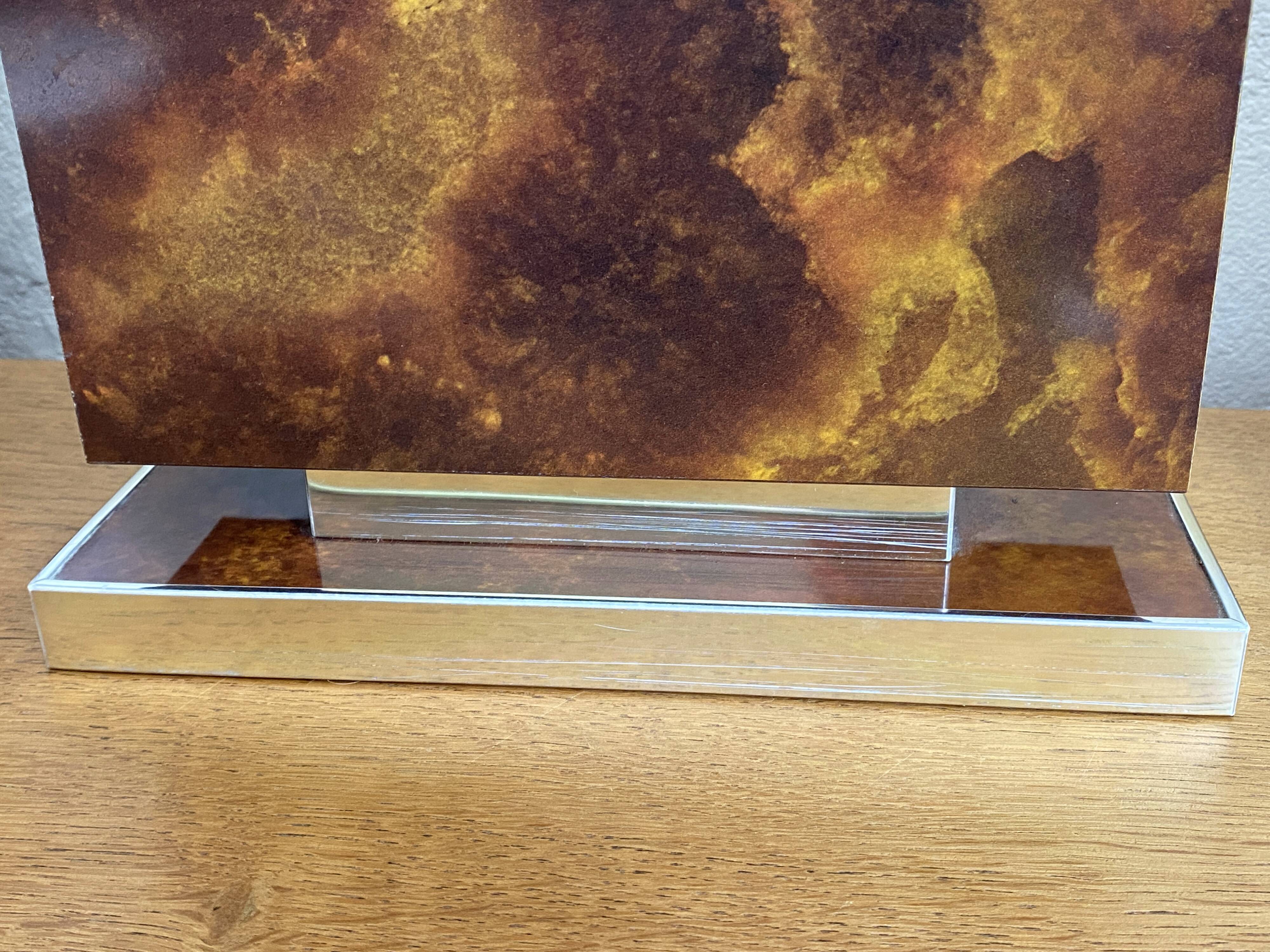 Large Vintage lamp base in elm burl and gilded brass