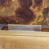 Large Vintage lamp base in elm burl and gilded brass