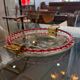 Engraved mirror plateau with twisted red and white glass border, Murano / Venice (c. 1940–1950)