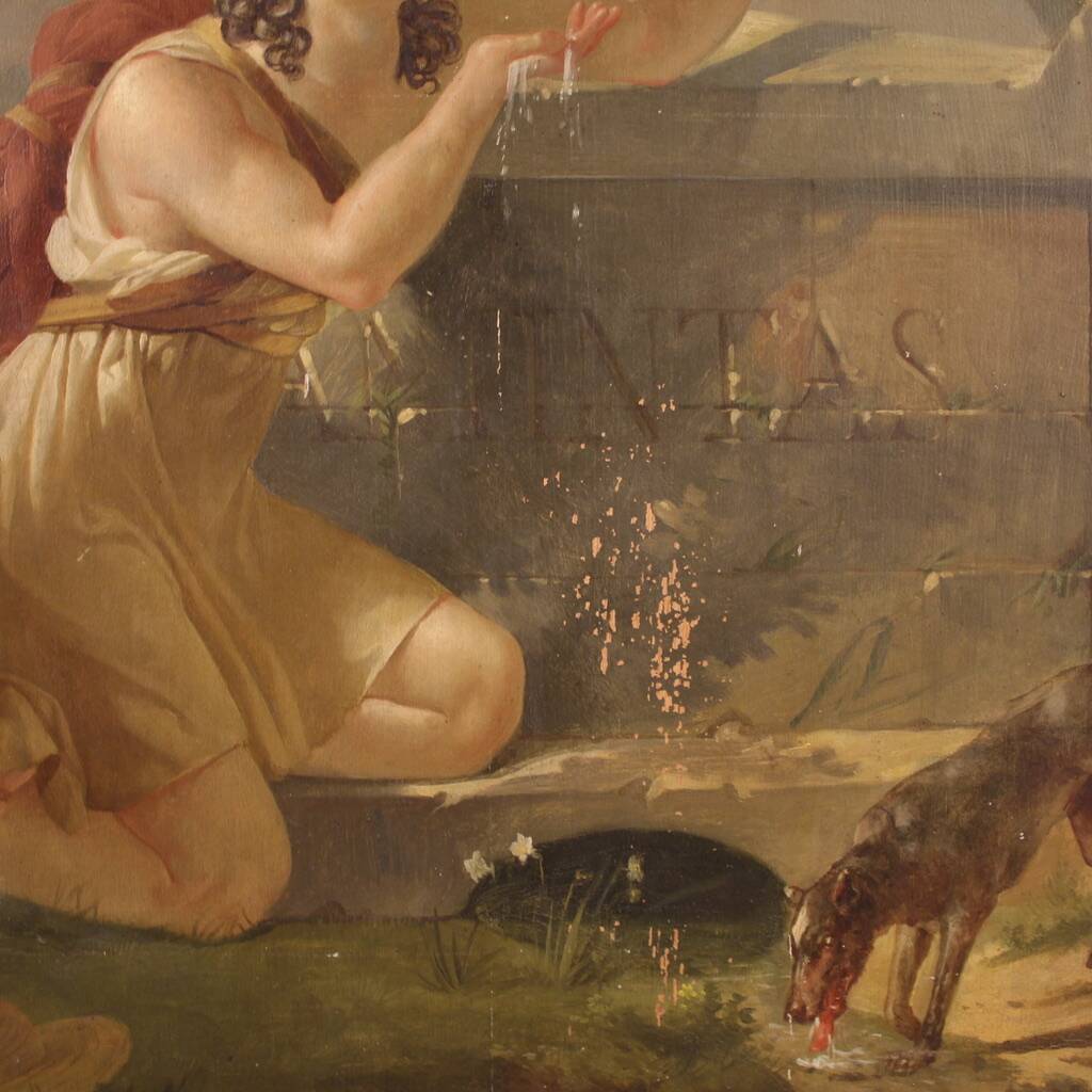 Large 19th century neoclassical painted panel