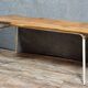 Brutalist dining table in wood and iron, 20th century