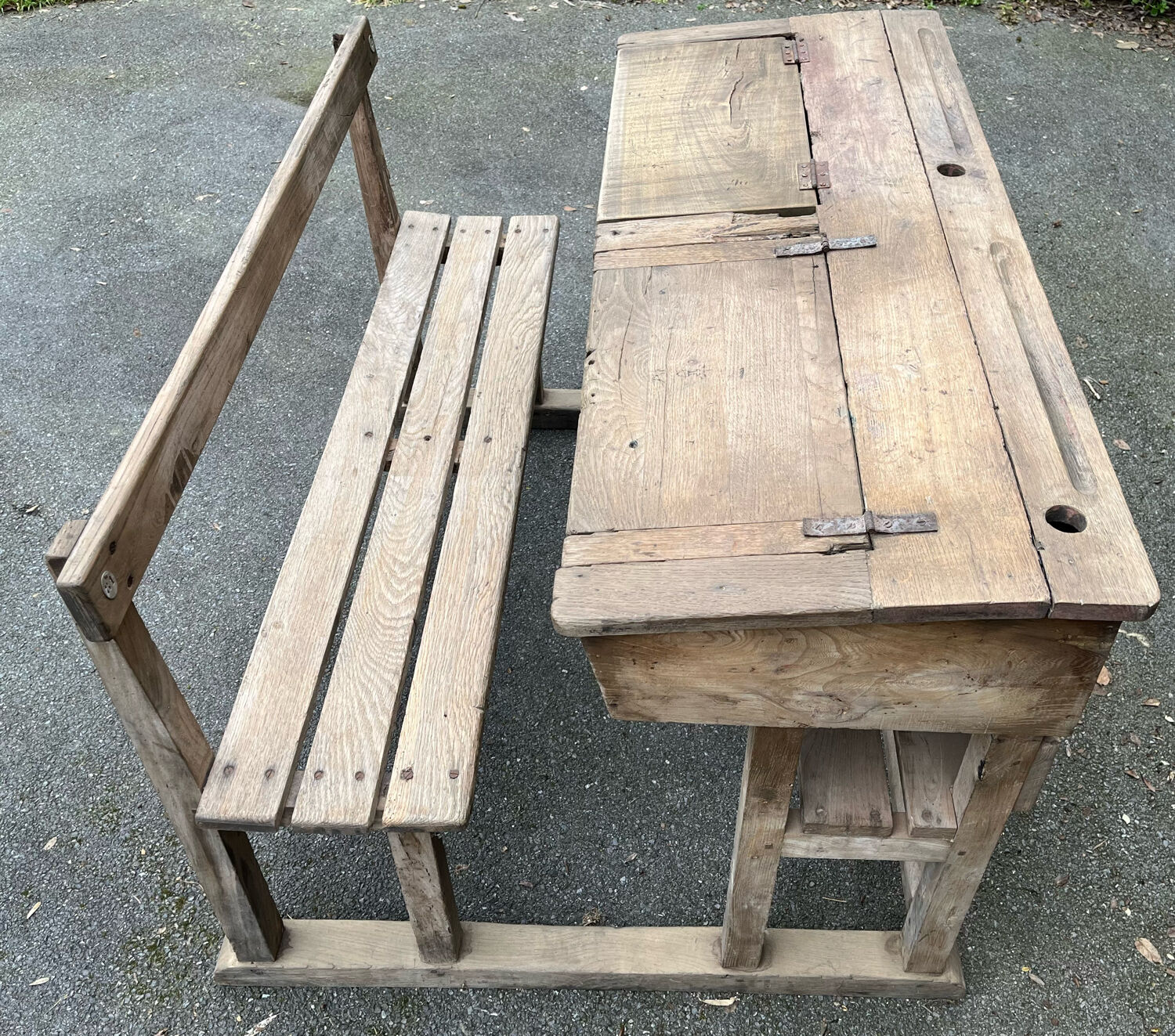 Double patinated school desk