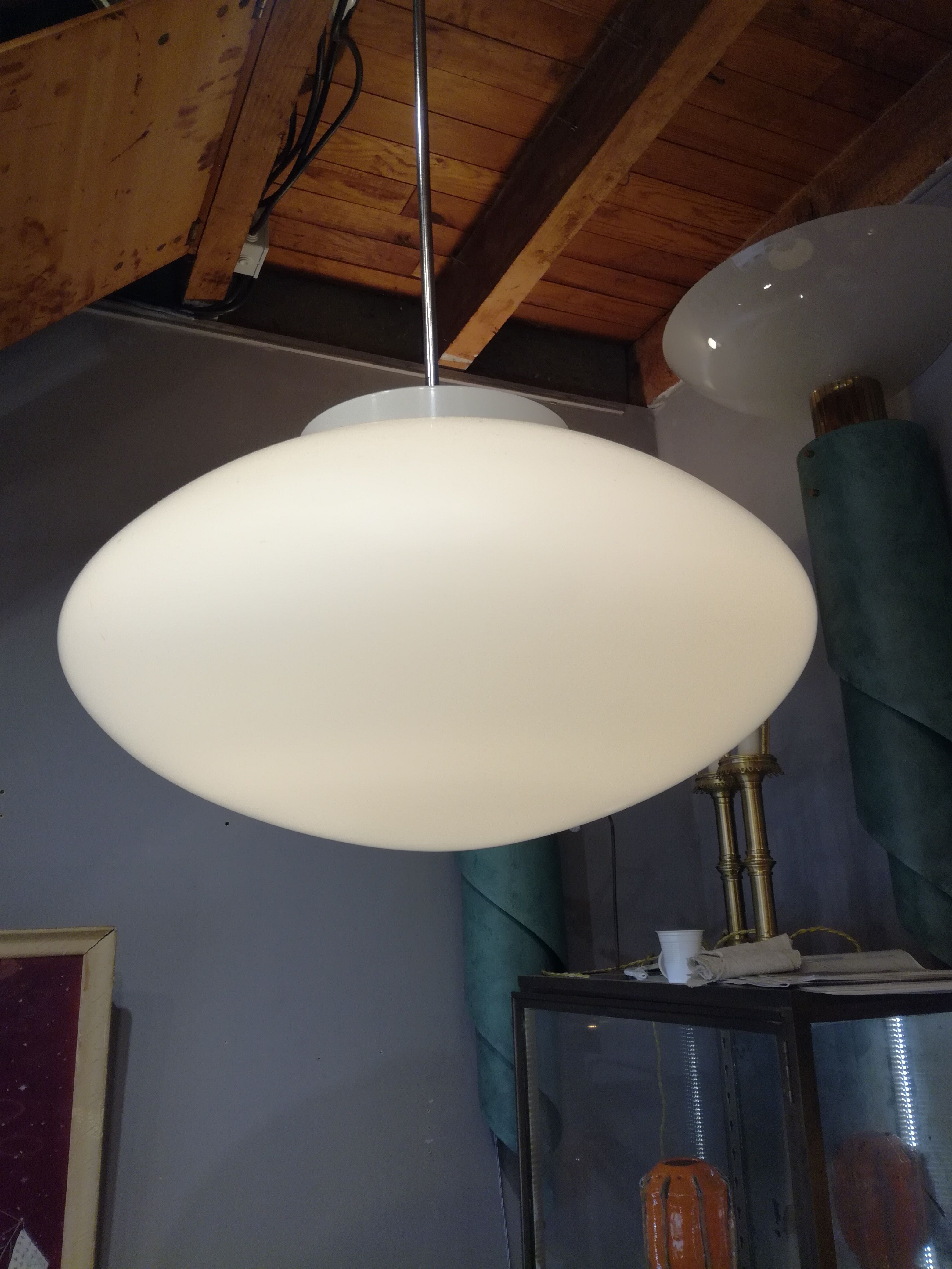 In opalescent glass 1960's hanging lamp