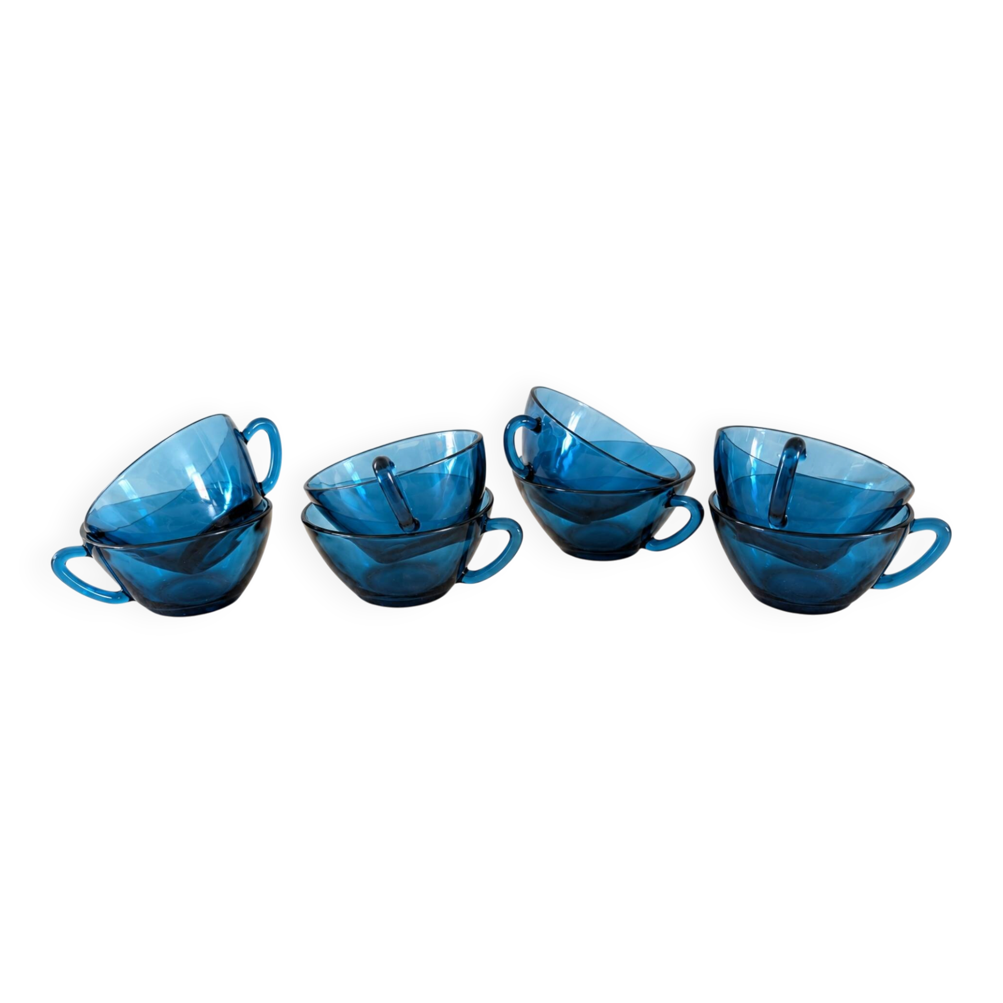 8 lagoon blue cups – 1970s, retro shine