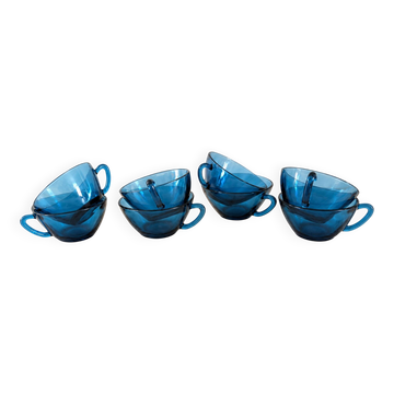 8 lagoon blue cups – 1970s, retro shine