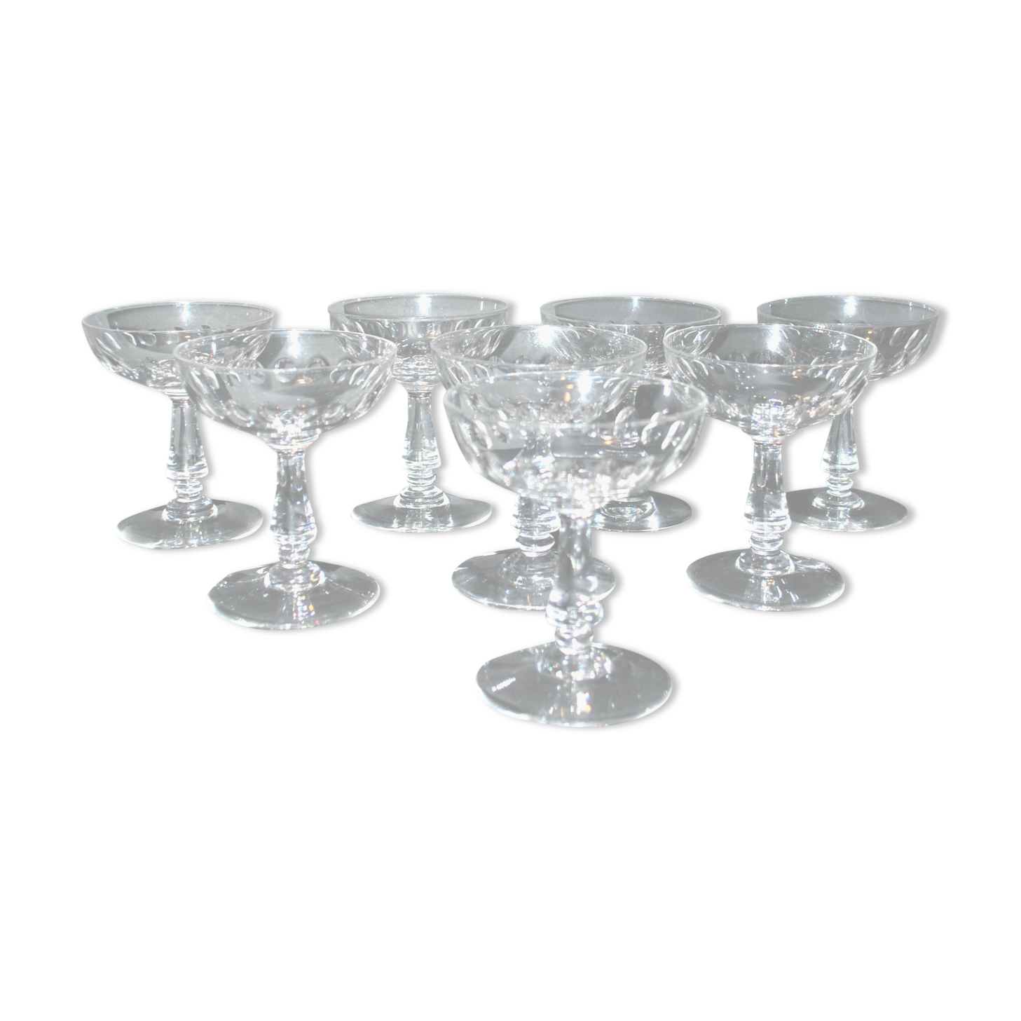 Set of 8 champagne glasses in olive cut crystal baccarat 19th century