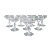 Set of 8 champagne glasses in olive cut crystal baccarat 19th century