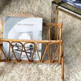 Vintage rattan magazine holder