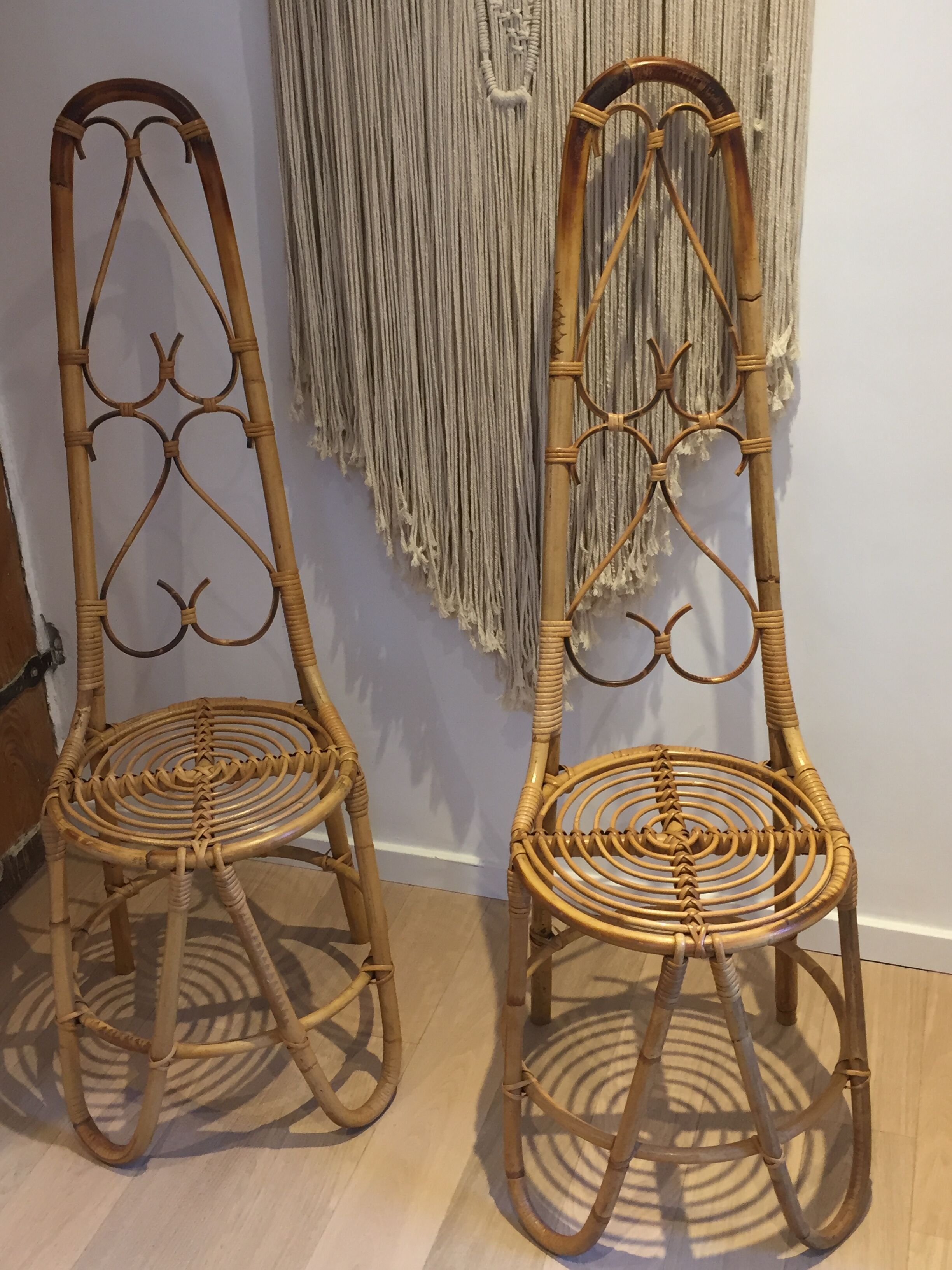Lot of two rattan chairs