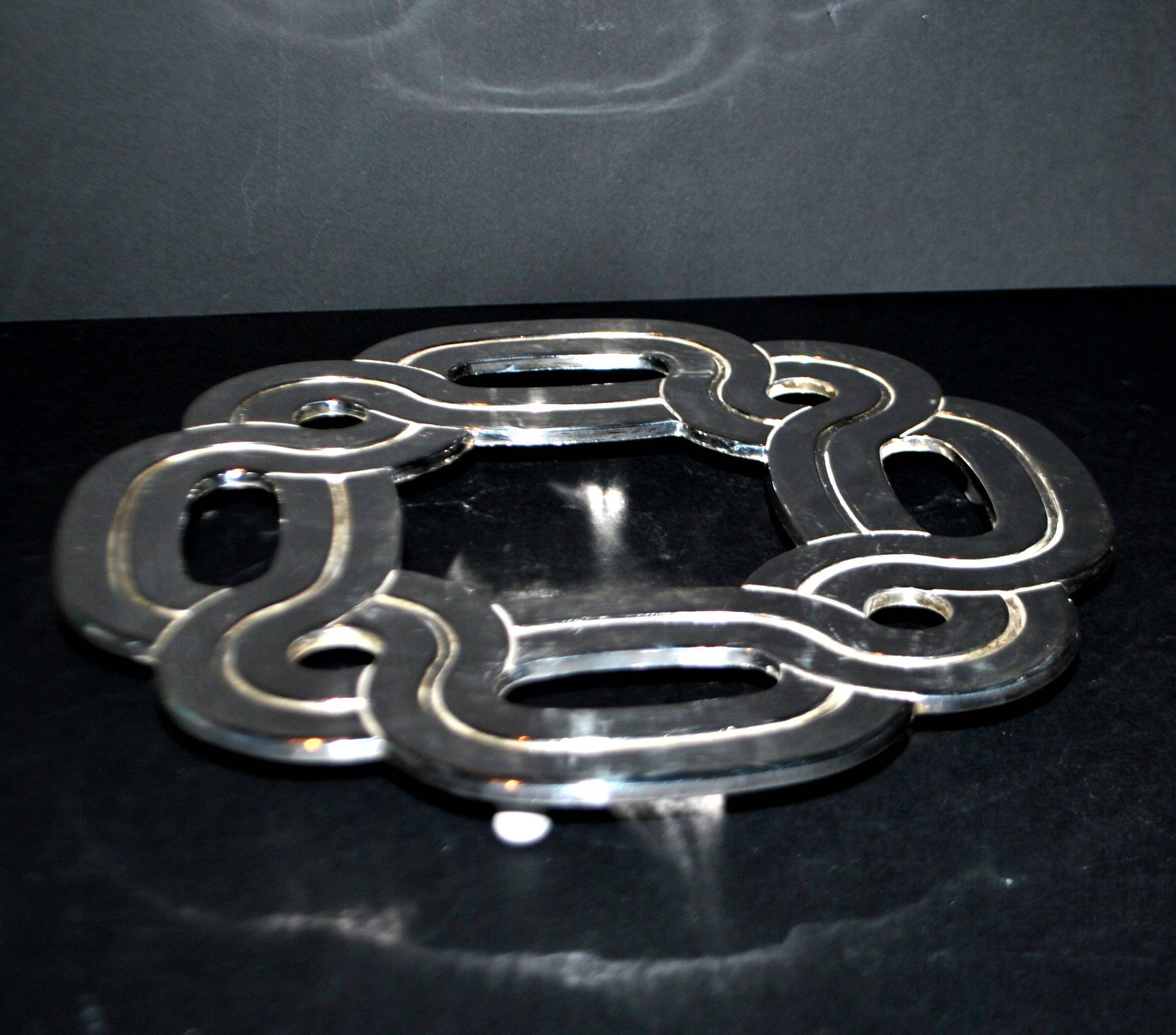 LANCEL silver-plated metal trivet with "Lancel Paris" label, vintage 1970s
