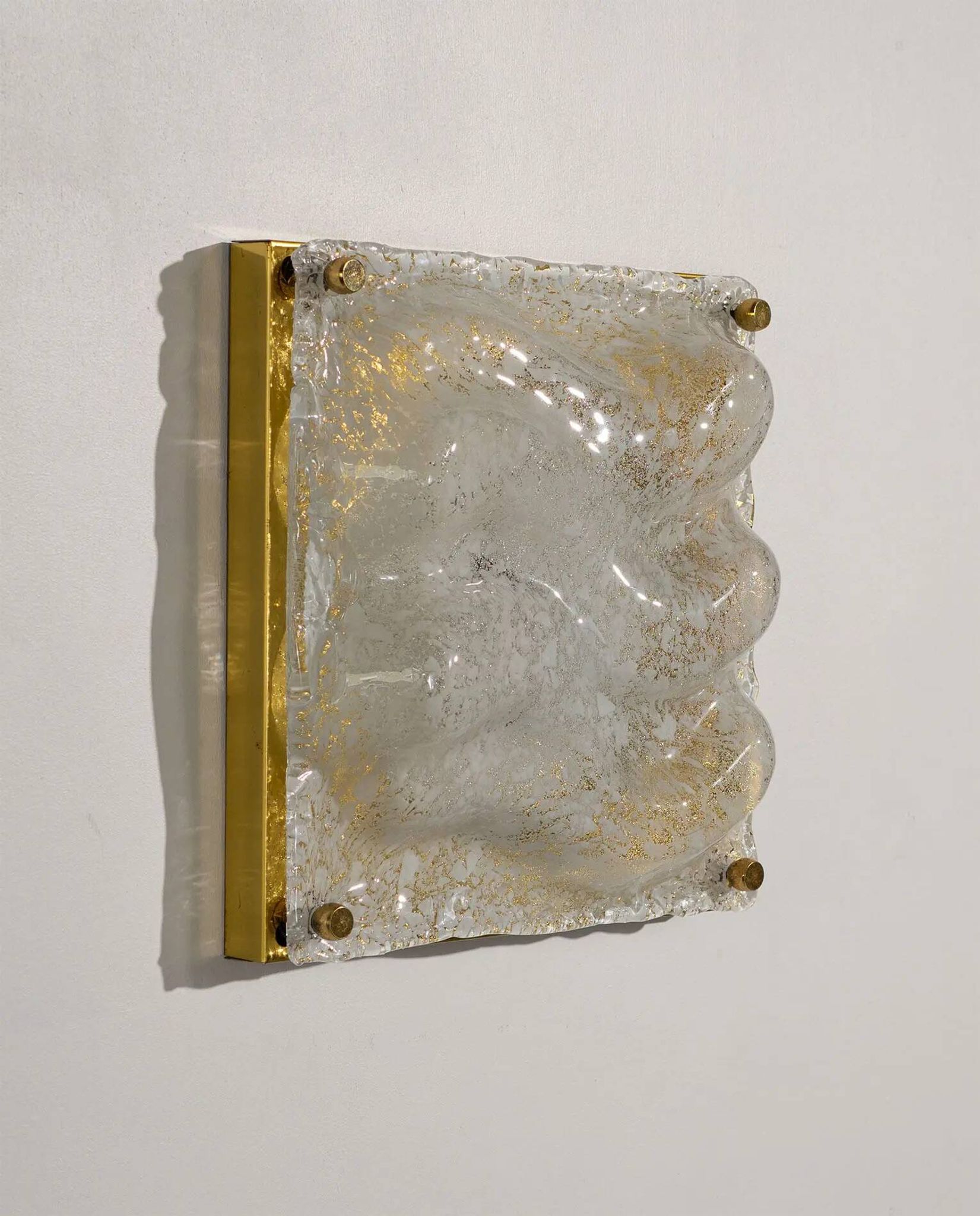 Sculptural Murano ice glass wall lamp, Italy 1970