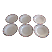 Suite of six hollow plates décor baskets of roses by Digoin Sarreguemines vintage 50s-60s