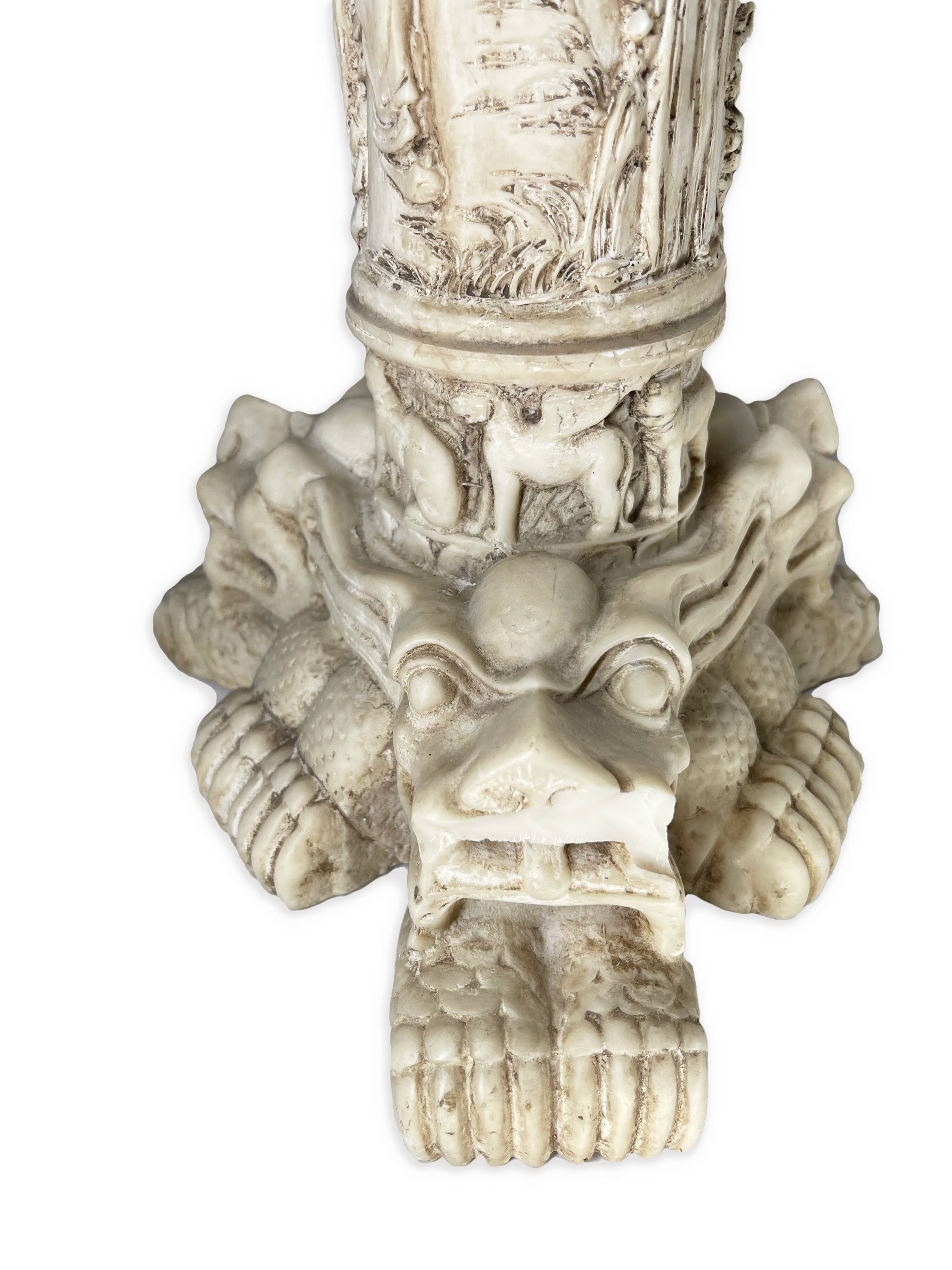 Chinese carved pedestal in faux ivory
