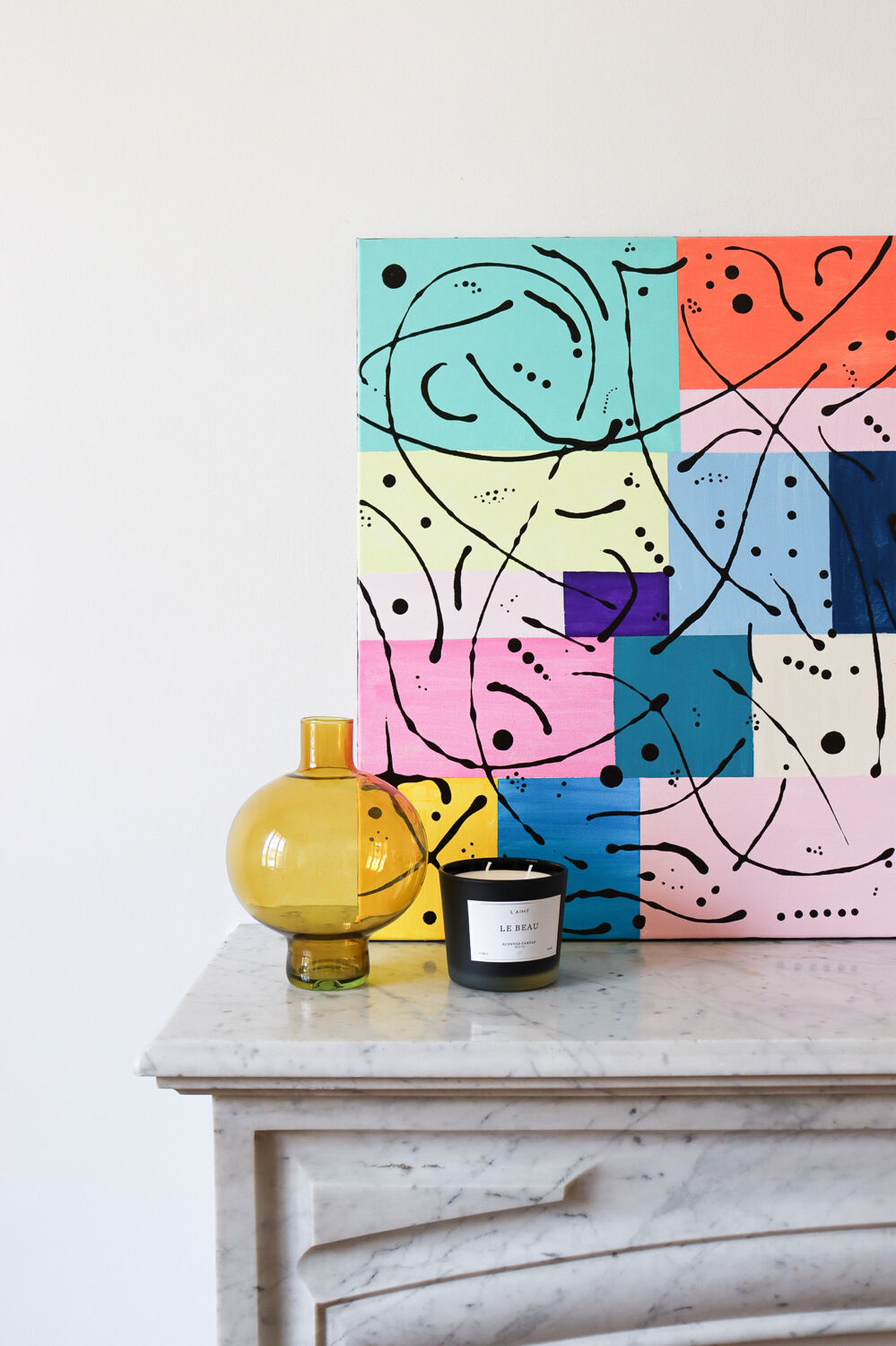 Mustard yellow round vase