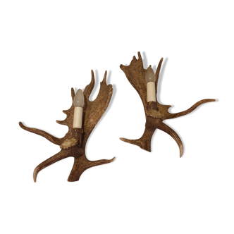 Pair of suede pallet wall lamps