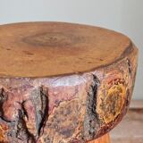 Tabouret d'appoint tripode bois massif Art-populaire vintage