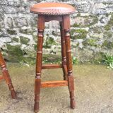 Pair of studded leather bar stools