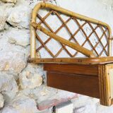 Vintage rattan wall shelf with storage, Circa 60