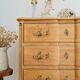 Commode arbalète bois brut - 3 tiroirs - esprit Louis XV
