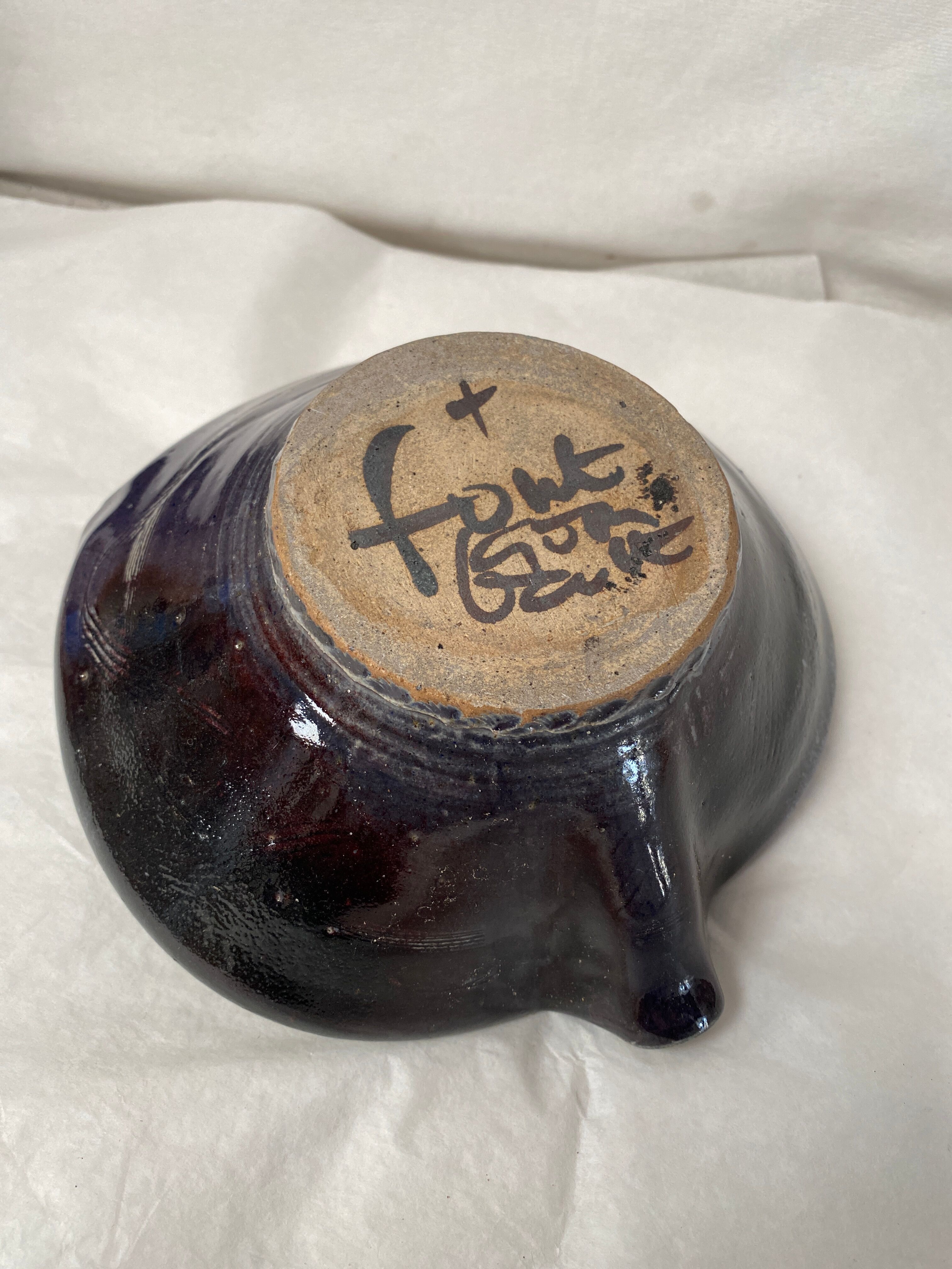 Signed sandstone dish