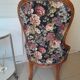 Fauteuil vintage brocante, fauteuil à tricot fleuri, classique des années 30-50