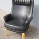 Scandinavian Pilot armchair by Arne Norell in black leather.