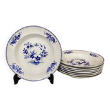 Set of 12 deep plates in Tournai porcelain, Boch Frères, fly decor