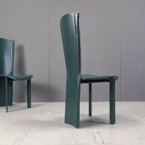 Vintage green leather dining chairs, 1980s - set of 4