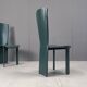 Vintage green leather dining chairs, 1980s - set of 4