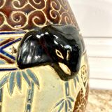 Glazed ceramic vase of the School of Bien-Hoa, Decorations of sages, circa 1930