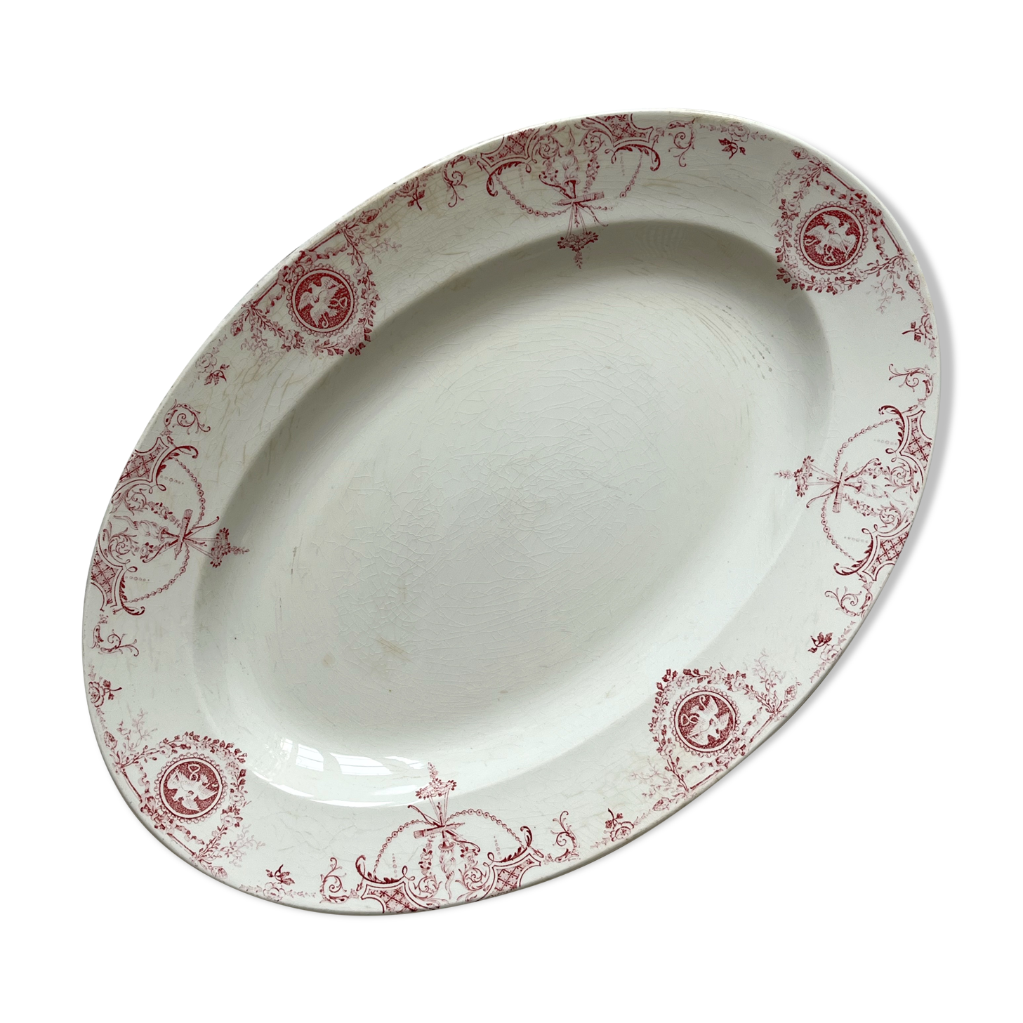 Plat oval en terre de fer Luxeuil, KG Lunéville vers 1900