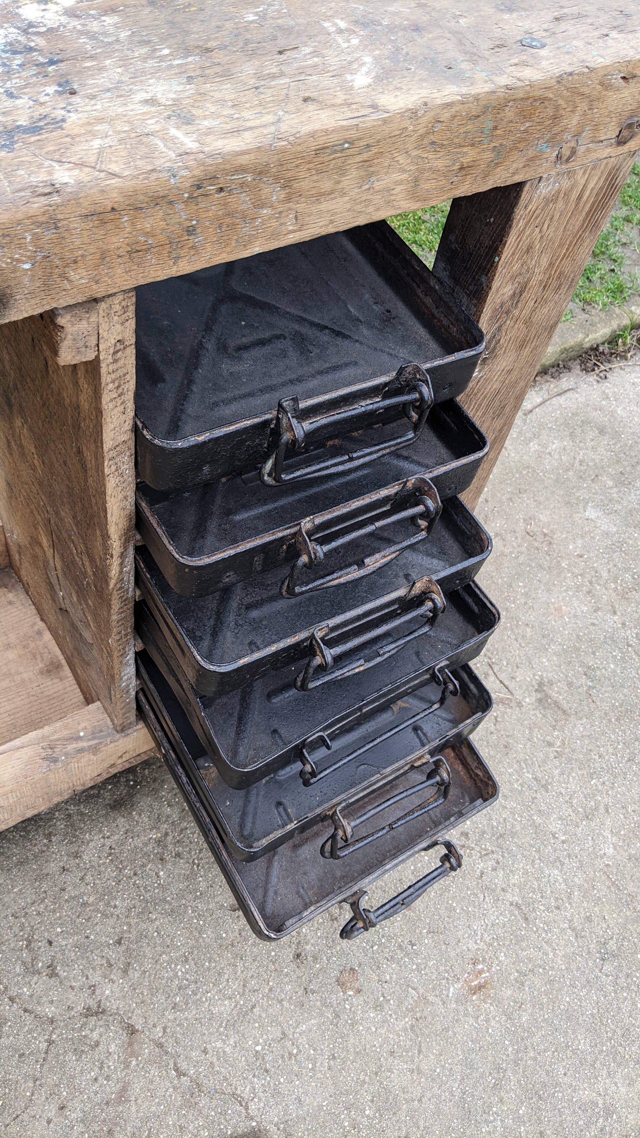 Old solid oak carpenter's workbench