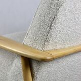 White Ivory Boucle GFM63 Lounge Chair by J. Kedziorek, 1970s