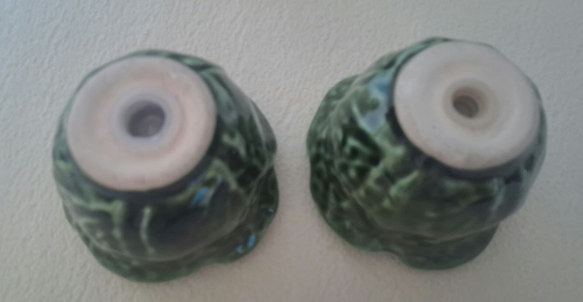 Salt and pepper shaker cabbage in Silea earthenware