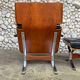 Lounge chair and ottoman black leather and teak multiplex, 1960