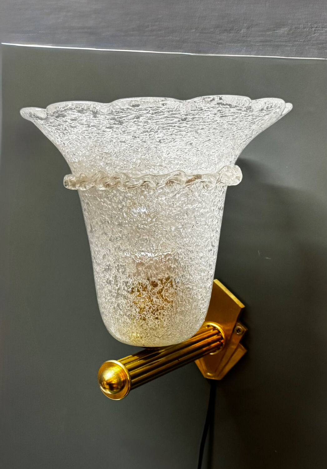 Murano Glass Brass Sconces Set of 2