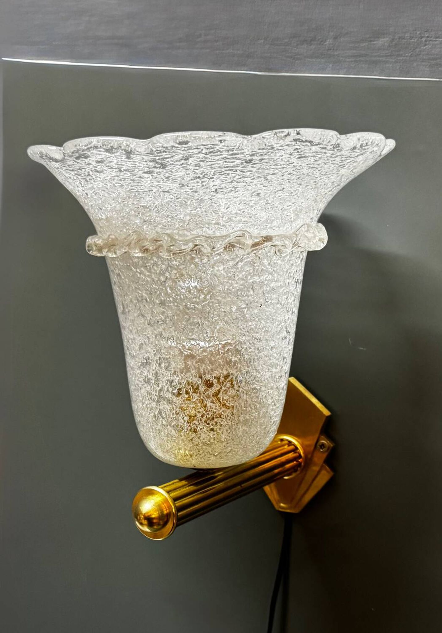Appliques en verre de Murano en laiton, ensemble de 2