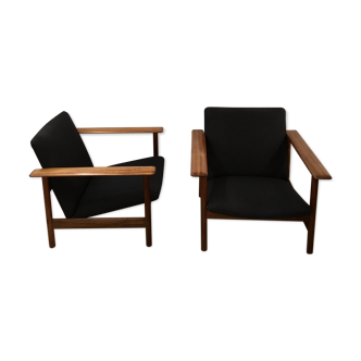 Hugues Steiner 1960 rosewood armchairs
