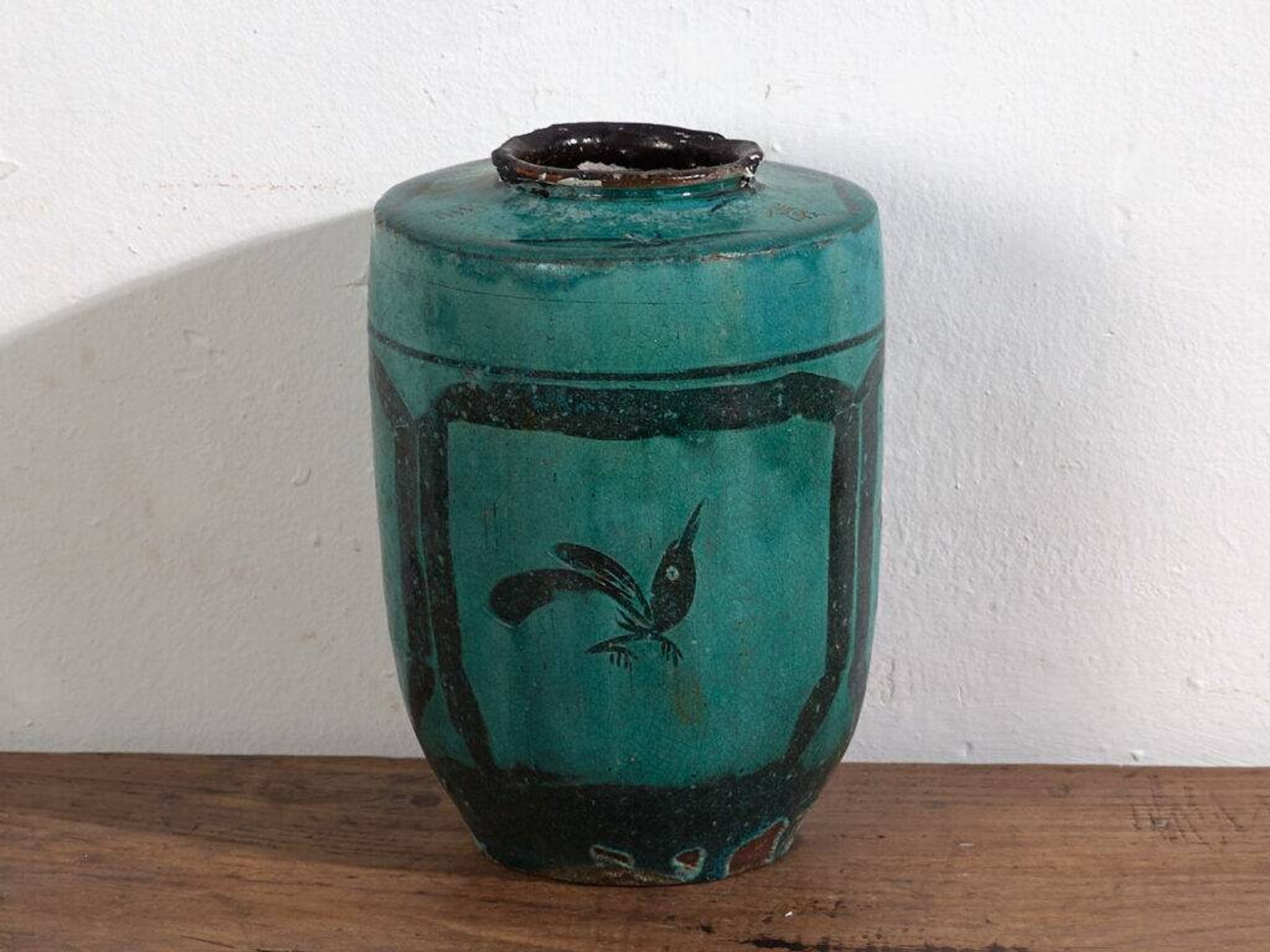 Grand vase ancien vert turquoise (vers 1820) #30