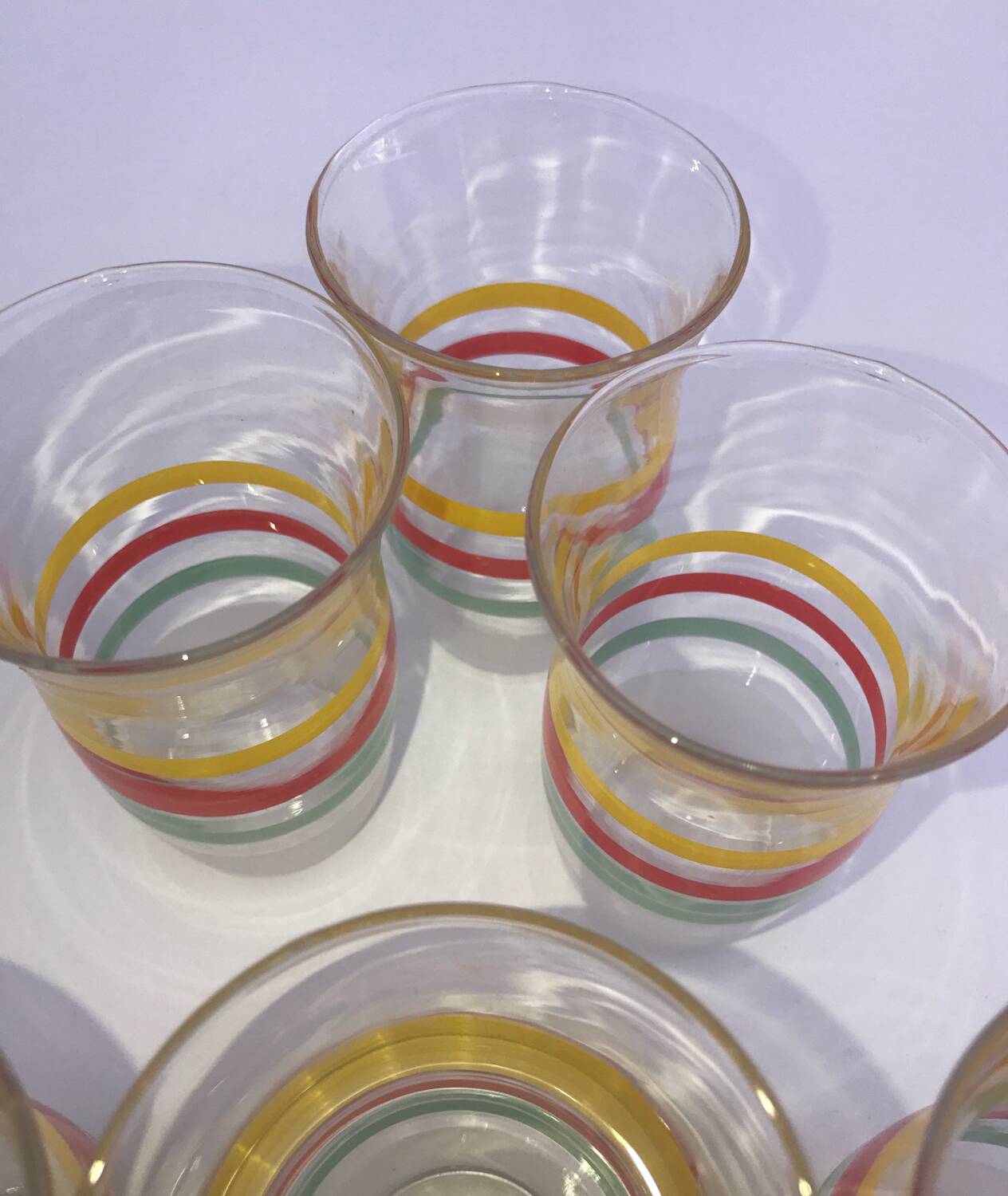 Set of 7 old tricolor glasses