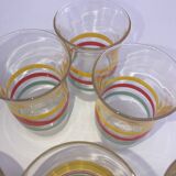 Lot de 7 verres tricolores ancien