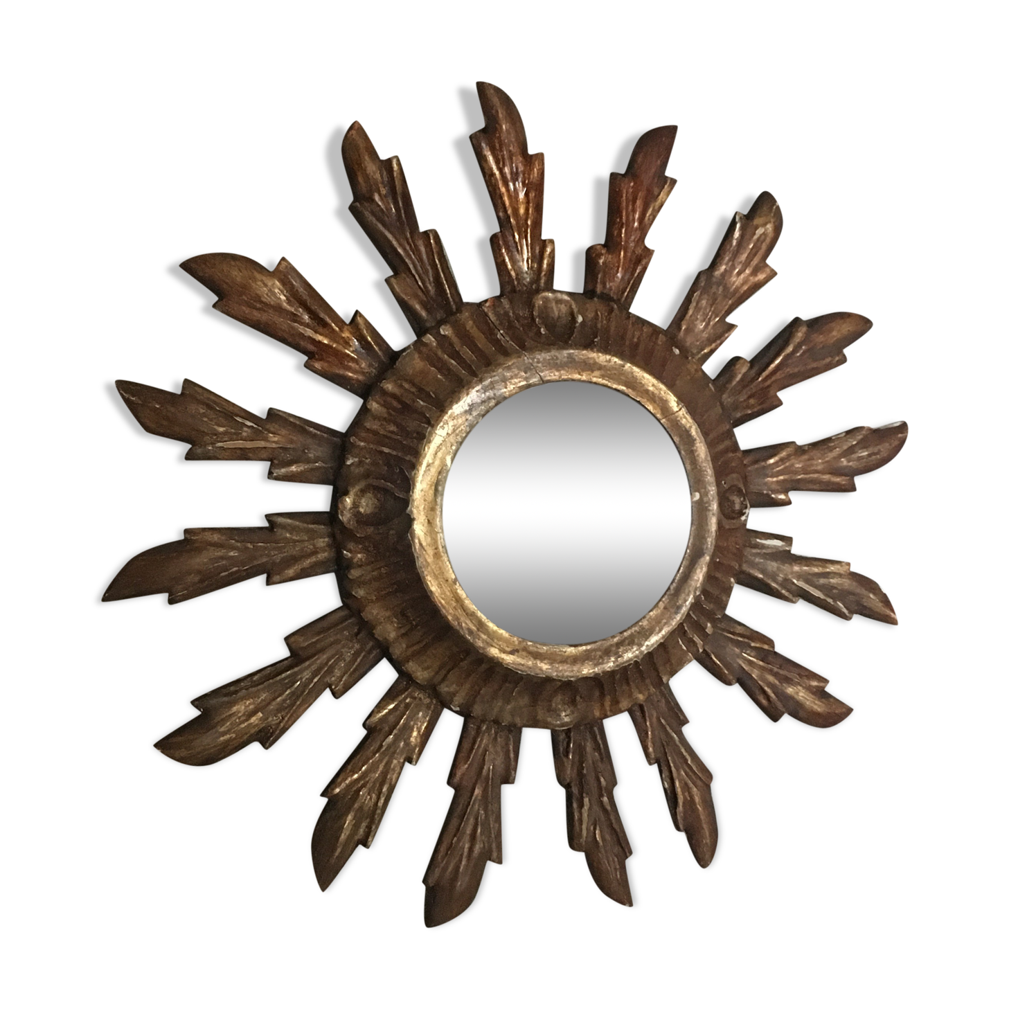 Gilded wood sun mirror, 60s