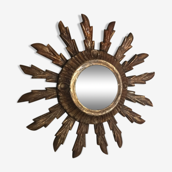 Miroir soleil en bois doré, 60