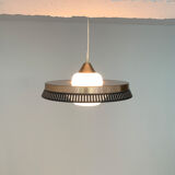 Scandinavian suspension lamp in copper and opaline glass, Bent Karlby for Lyfa, Denmark, 1960s