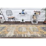 1970s Turkish Hand-Knotted Yellow Wool Runner Rug 111x341