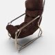 Chrome tubular lounge chair with corduroy – Space Age style 1970