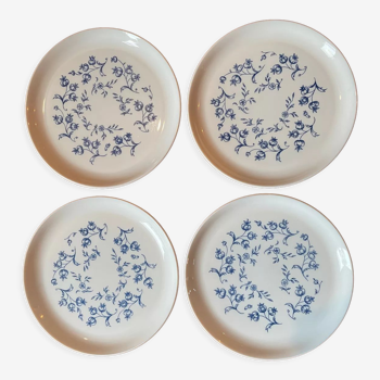 4 white and blue plates Arcopal