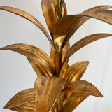 Chandelier golden metal leaves